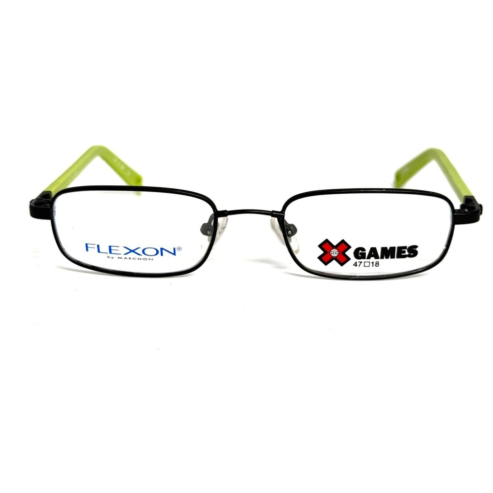 X Games Corkscrew Eyeglasses Flexon Marchon Black Lime Green 47 18 135 Kids Boys